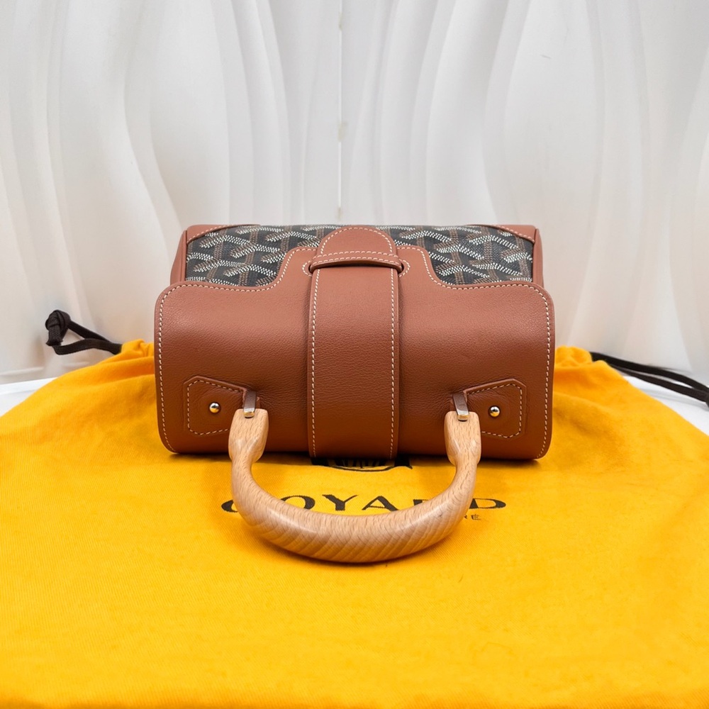 GOYARD Saigon Mini Bag Black & Tan Goyardine Canvas Leather Trim - Picture 6 of 15